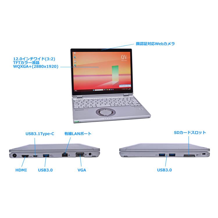 ゲリラセール!! SIMフリー Panasonic Let's note QV9 2-in-1 Core i5 10310U m.2SSD256G メモリ8G Wi-Fi6 顔認証 Windows11 | Let’s note | 09