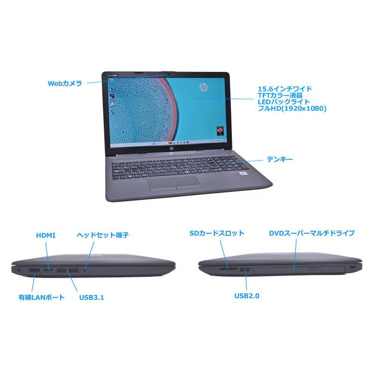フルHD HP 250 G7 Notebook Core i5 1035G1 m.2SSD256G メモリ8G Webカメラ Wi-Fi マルチ USB3.1 Windows11 | 日本HP | 05