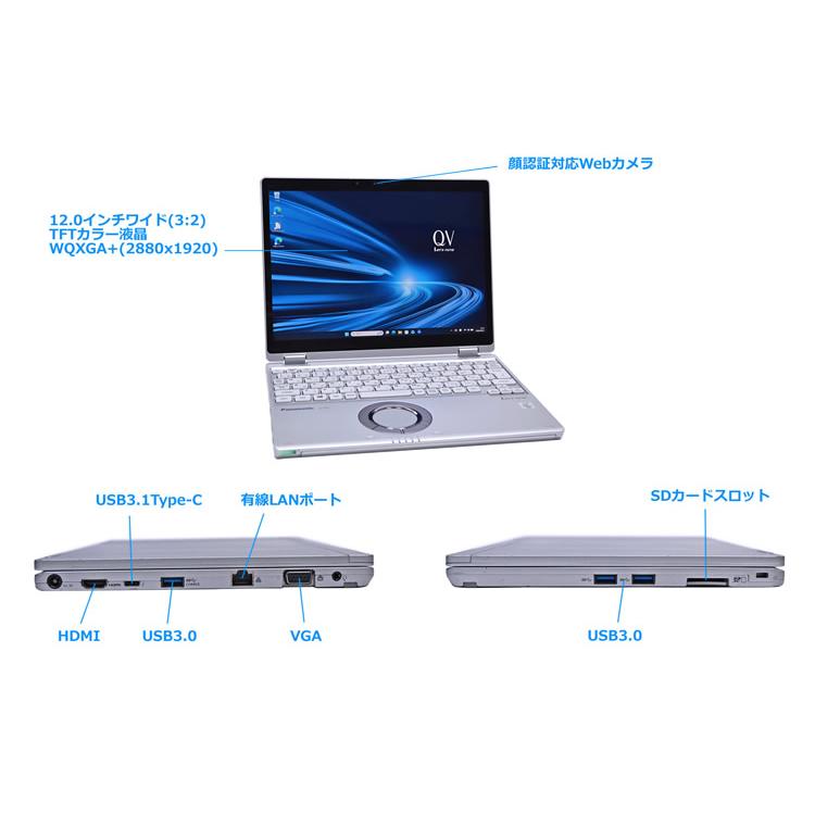SIMフリー 2-in-1 WQXGA+ Panasonic Let's note QV9 Core i5 10310U m.2SSD256G メモリ8G 顔認証 Wi-Fi6 Windows11 | Let’s note | 09