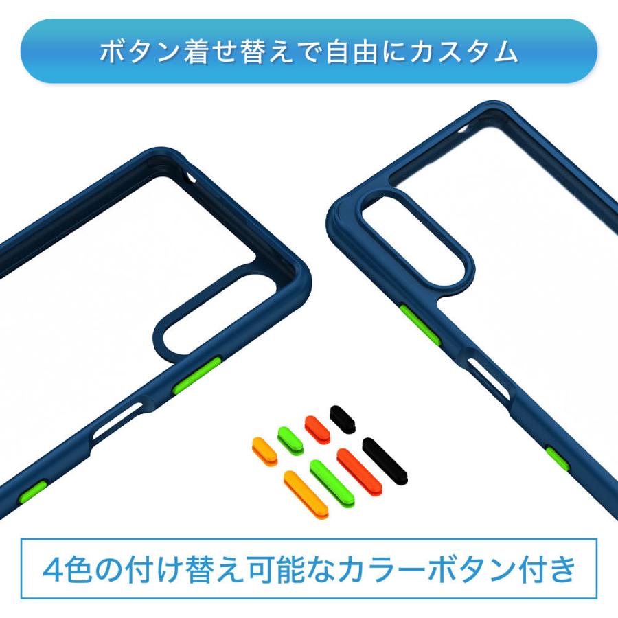 Xperia 10 III SO-52B SOG04 ケース カラーボタン 耐衝撃 カバー 米軍MIL規格 エクスペリア | Hy+ | 01