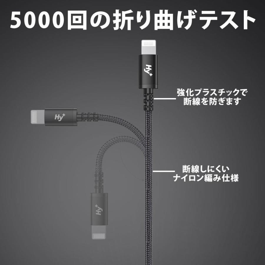 Hy+ USB Type-C to Lightning ケーブル Apple MFI 認証 PD充電対応 1m ブラック HY-PDLT1 | Hy+ | 04