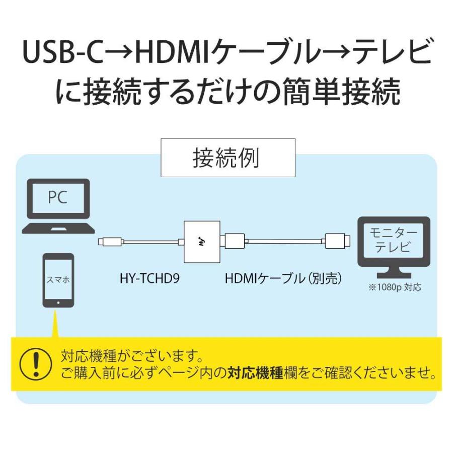 Hy+ Type-C USBハブ HY-TCHD9 3in1 HDMI変換 USB接続 充電対応(Xperia5ii Xperia1ii AQUOS R5G arrows 5G Galaxy S20 5G/S20+/S10/S10+対応) | Hy+ | 02