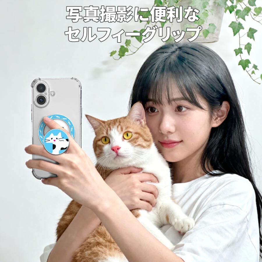 Hy+ MagSafe リング 猫デザイン スマホリング 両面マグネット式 スタンド機能付き iPhone Android 対応 薄型 軽量 メタル素材 magsafe車載ホルダー対応 | Hy+ | 03