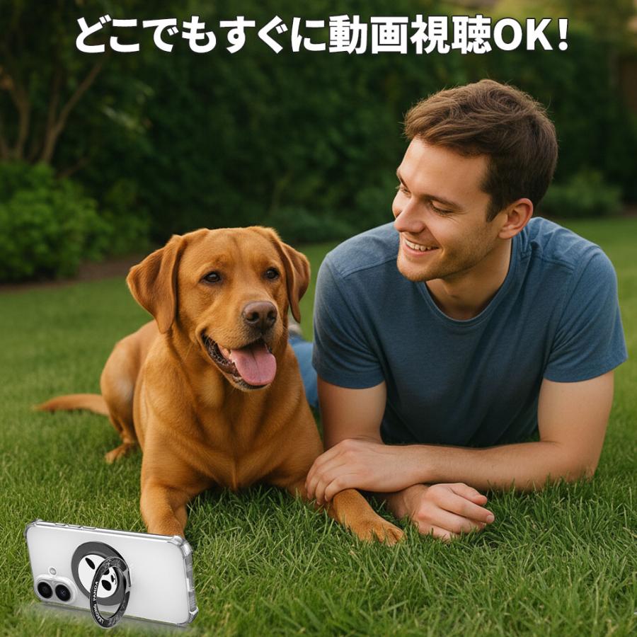 Hy+ MagSafe リング パンダデザイン スマホリング 両面マグネット式 スタンド機能付き iPhone Android 対応 薄型 軽量 メタル素材 magsafe車載ホルダー対応 | Hy+ | 02