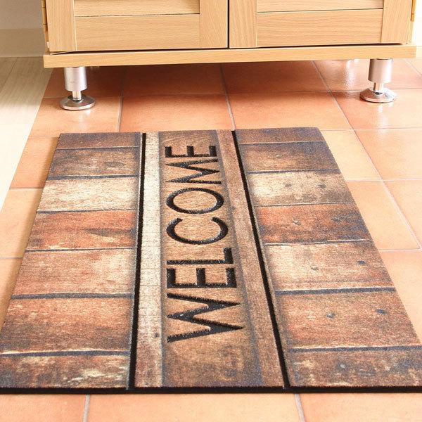 玄関マット 屋外 ラバーマット ウェルカム WELCOME 木目 エントランスマット ドアマット 西海岸 塩系 男前 ブルックリン おしゃれ 60ｘ40 大人気 |  | 04