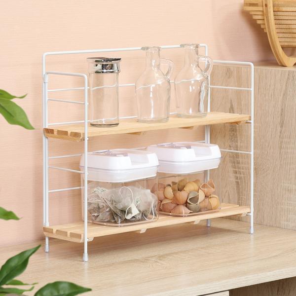 棚 ラック 2段 ワイド 北欧 卓上 ホワイト ディスプレイ キッチン収納 収納ラック おしゃれ スリム オープンラック 折り畳み フリーラック インテリア | 