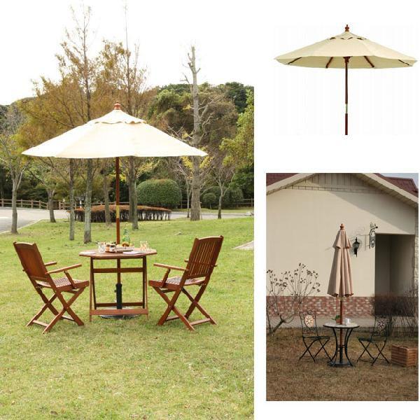 パラソル ガーデンパラソル　アイボリー 木製パラソル 日傘 スポーツ観戦パラソル 日傘　日笠　かさ　日がさ　遮光 |  | 02