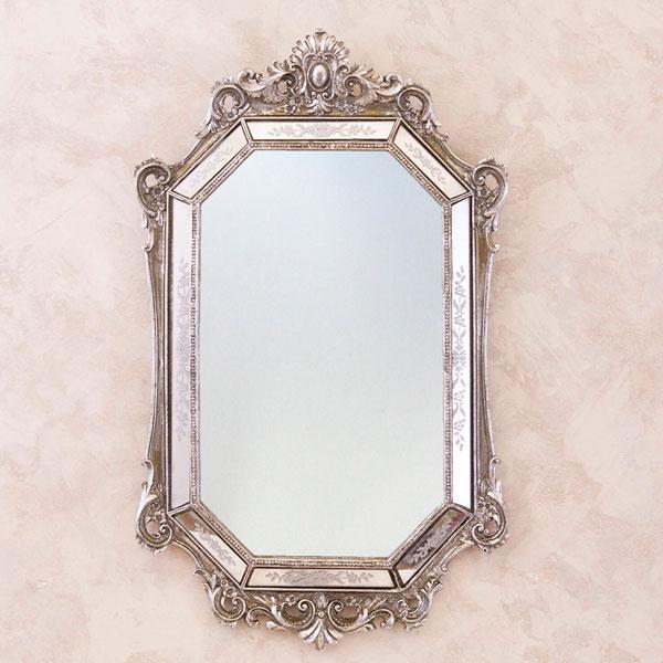 デザイン性の高いアールデコ様式の壁掛けミラー ウォールミラー 鏡 ロココデコ ウォールミラー 壁掛け鏡（シルバー）｜Y-KAGU(輸入家具屋