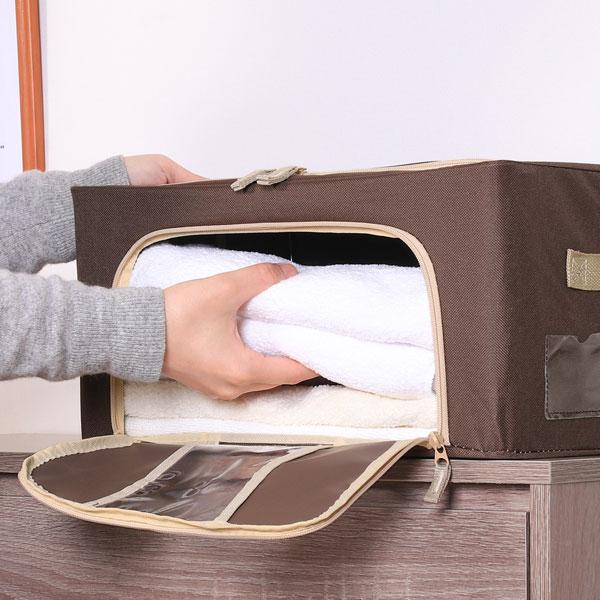 収納ボックス 収納ケース 蓋つき 畳める 収納 ブラウン 積み重ね 収納ボックス   蓋付 フタ付き ジッパー 付き | 