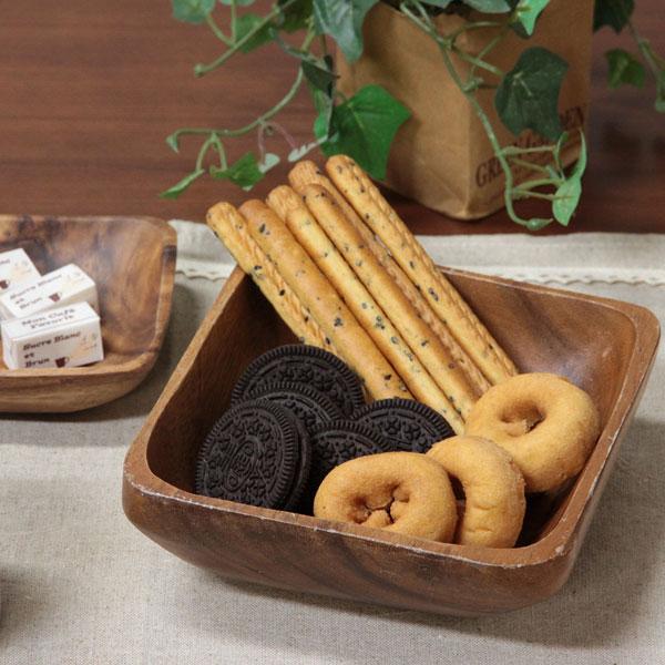 アカシア スクエアボウル Ｍタイプ 食器 木製 皿 北欧 ボウル ウッド 木製食器 おしゃれ かわいい カフェ ナチュラル 木製 スクエア ボール お菓子皿 | 