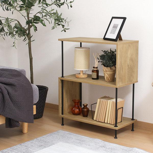 S型ディスプレイラック 3段 おしゃれ ラック オープンラック 収納家具 見せる収納 間仕切り 本棚 フリーラック 収納ボックス リビング収納 シェルフ 棚 | 