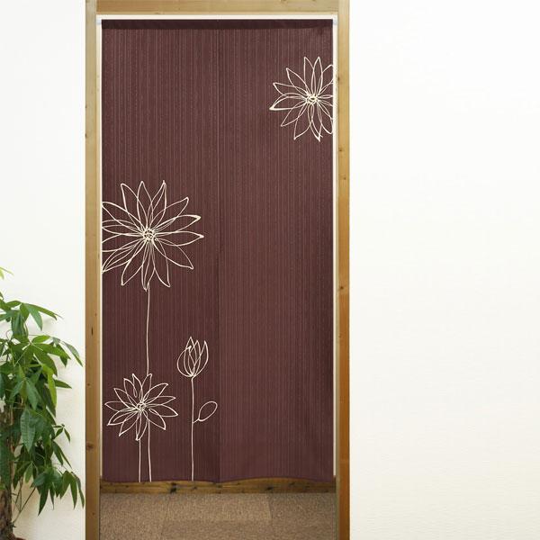 のれん ラインフラワー おしゃれ 暖簾 間仕切り カーテン 勝手口 省エネ 断熱保温 送料無料 突っ張り棒 つっぱり棒 花粉 模様替え 新生活 |  | 02