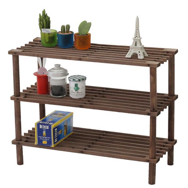 ラック 棚 木製 収納 収納棚 オープンラック シェルフ おしゃれ オープンシェルフ 多目的ラック シューズスタンド 花台 シューズラック 3段タイプ |  | 01