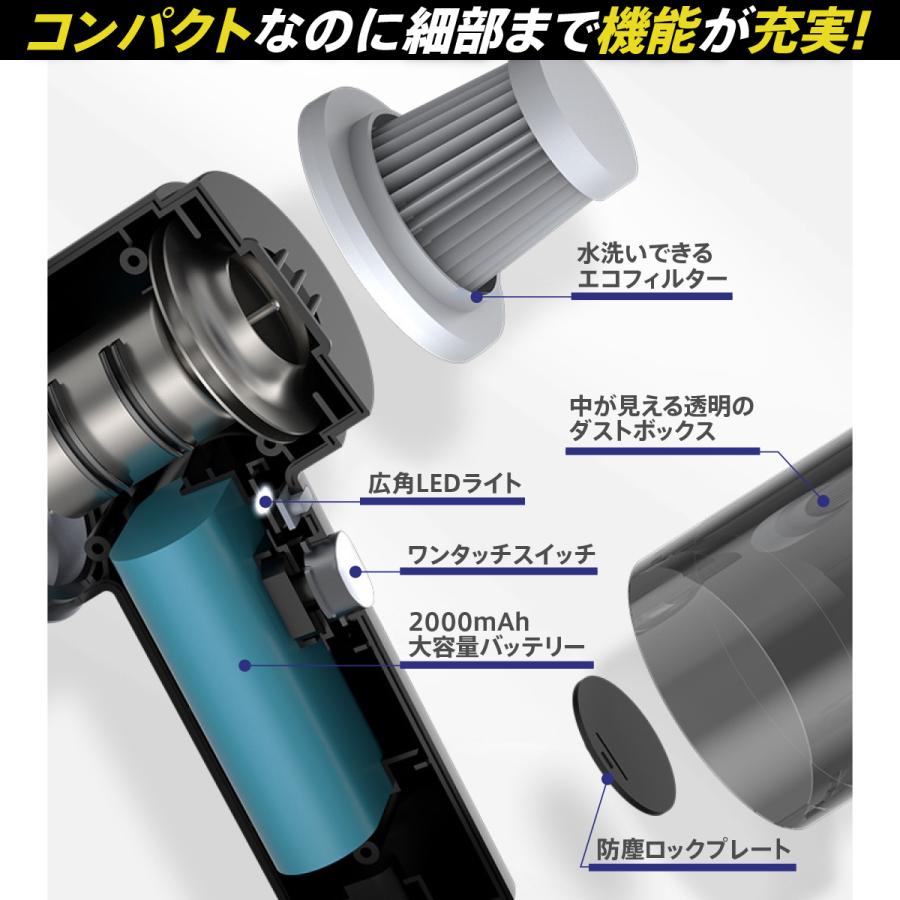 ハンディクリーナー ハンディ掃除機 コードレス ハンドクリーナー ハンディークリーナー 充電式 掃除機 替えフィルター付｜hysweb｜11