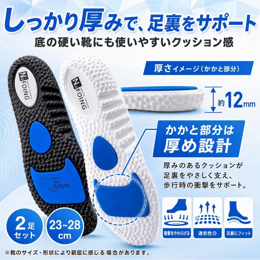 インソール 2足セット 中敷き 衝撃吸収 スポーツ 足底筋膜炎 扁平足