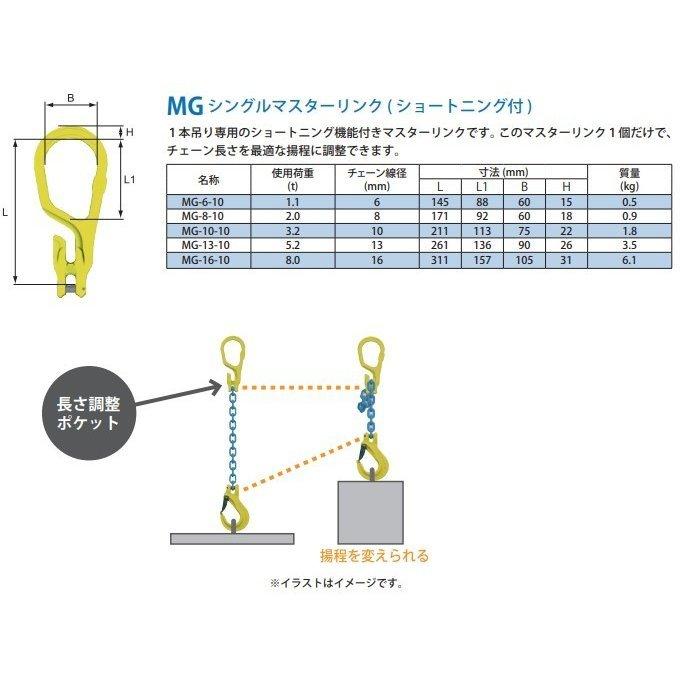 マーテック チェーンスリング 長さ調整機能付 1本吊りセット MG1-BK
