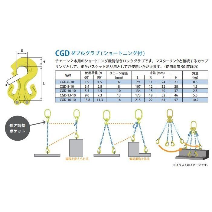 マーテック　チェーンスリング　長さ調整機能付き　2本吊りセット　6mm×2m　TG2-EGKNA　1900kg　1.9t　MARTEC