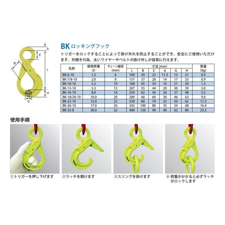 マーテック チェーンスリング 長さ調整機能付き 2本吊りセット MG2-BK 6mm-1.5m 1.9t 1900kg MARTEC