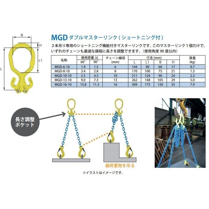 マーテック チェーンスリング 長さ調整機能付 2本吊りセット MG2-BK