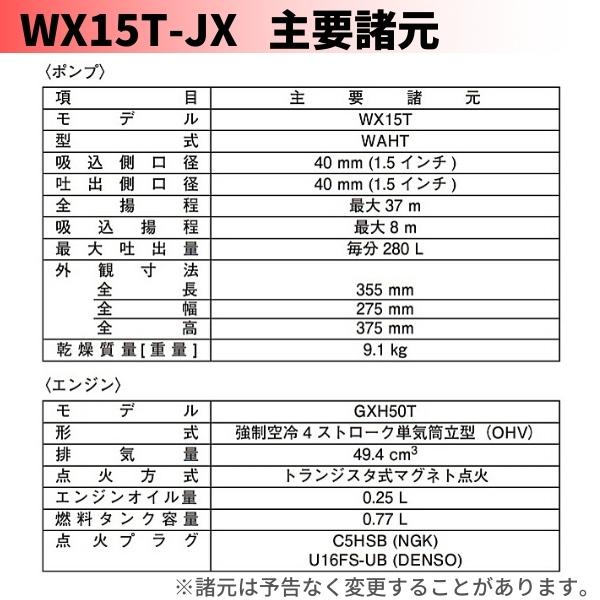 ホンダ エンジンポンプ WX15T-JX 軽量ポンプ 水ポンプ Honda｜hyugaya-shop｜04