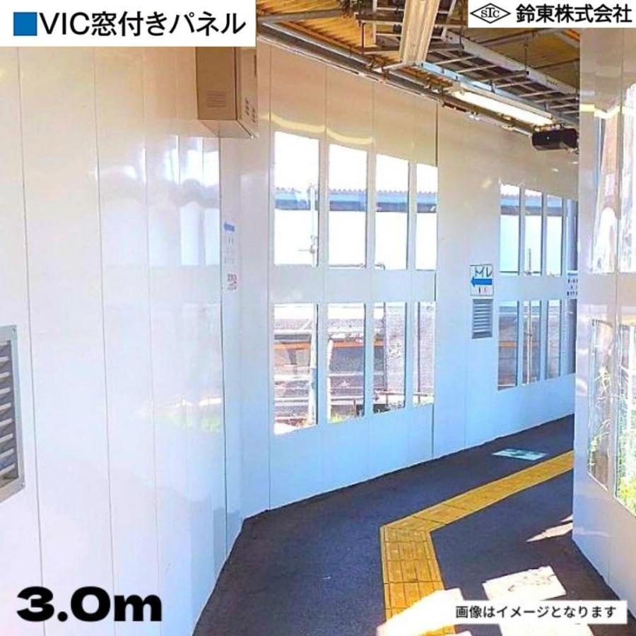 鈴東 VIC窓付きパネル 3m 500mm×3000mm 2個窓 仮囲い 窓付パネル ポリカーボネート板 鋼板 建設 資材 現場 防音 フェンス ホワイト｜hyugaya-shop