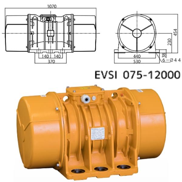 エクセン 低周波振動モータ 8P(8極)3相 200V EVSI 075-12000 エクセン 低周波振動モータ 8P(8極)3相 200V EVSI 075-12000