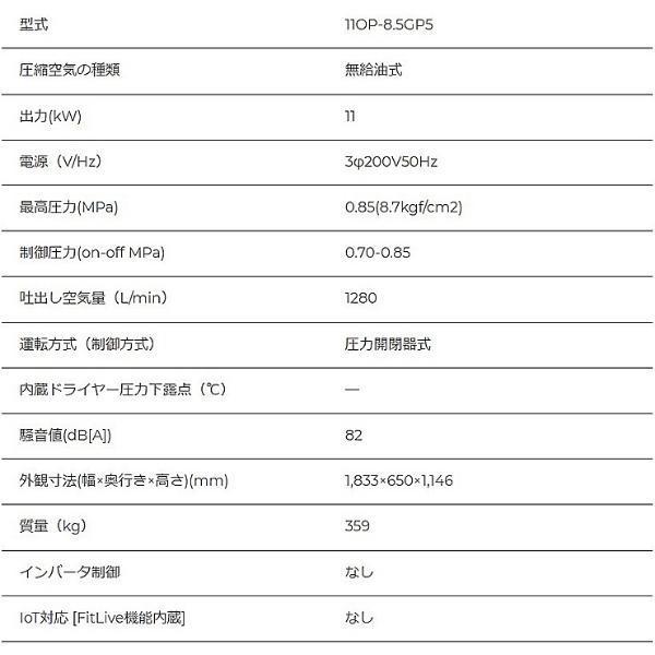 日立産機 圧力開閉器式 オイルフリーベビコン 無給油式 11OP-8.5GP5/6 G2シリーズ コンプレッサー｜hyugaya-shop｜04