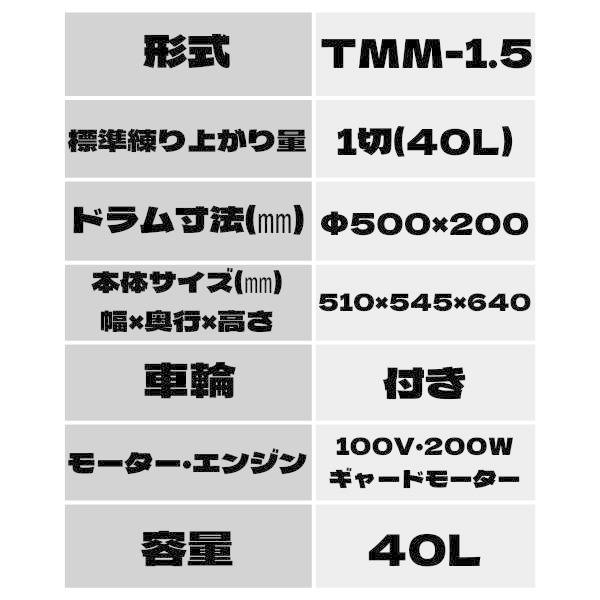 TONBO(新輝合成) トンボ工業 日工 モルタルミニミキサ TMM-1.5 TONBO(新輝合成) トンボ工業 日工 モルタルミニミキサ TMM-1.5
