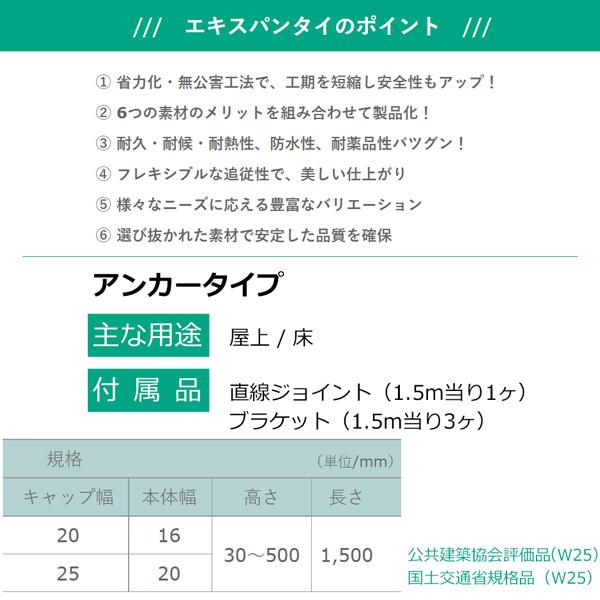 タイセイ TAISEI エキスパンタイ 成形伸縮目地材 TJ25 H120 TJ型 アンカータイプ キャップ幅25mm 高さ120mm 長さ1500mm 入数1本 グレー【受注生産品】｜hyugaya-shop｜03