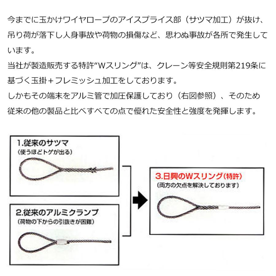 片脚ワイヤーロープスリング|2.5トン垂直定格容量|重量シンブルツー