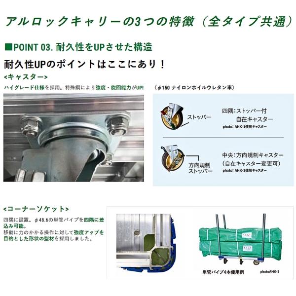 ナカオ アルミ製平床台車 アルロックキャリー AHK-2E 4輪車 四隅 ナカオ アルミ製平床台車 アルロックキャリー AHK-2E 4輪車 四隅