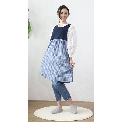 専用 ブライスOF13 エプロン風ワンピ atelier*momo&momo ワッシャーチェック ワンピース風 エプロン