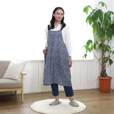 atelier*momo&momo H型 サロン エプロン AP43801-42 花柄 ヘリンボーン