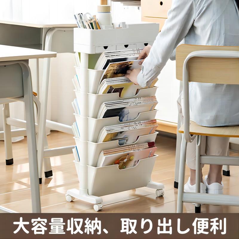 サイドワゴン 本棚 書類ワゴン キャスター付き 引き出し 収納ラック 大