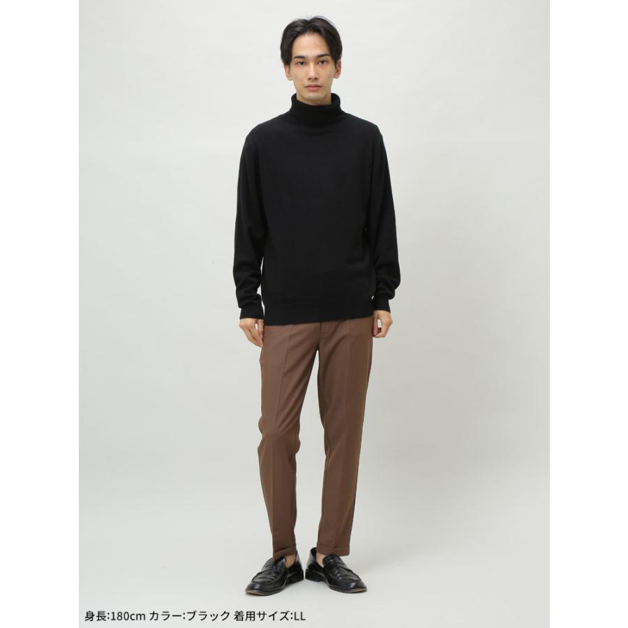 カシミヤ100％ 無地 タートルネック 長袖 セーター メンズ 男性