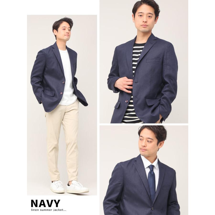 シップス　麻　リネン　100%　ジャケット　サマージャケット　通気性　ネイビー WEB限定】麻ジャケット サマージャケット リネンジャケット 麻 100