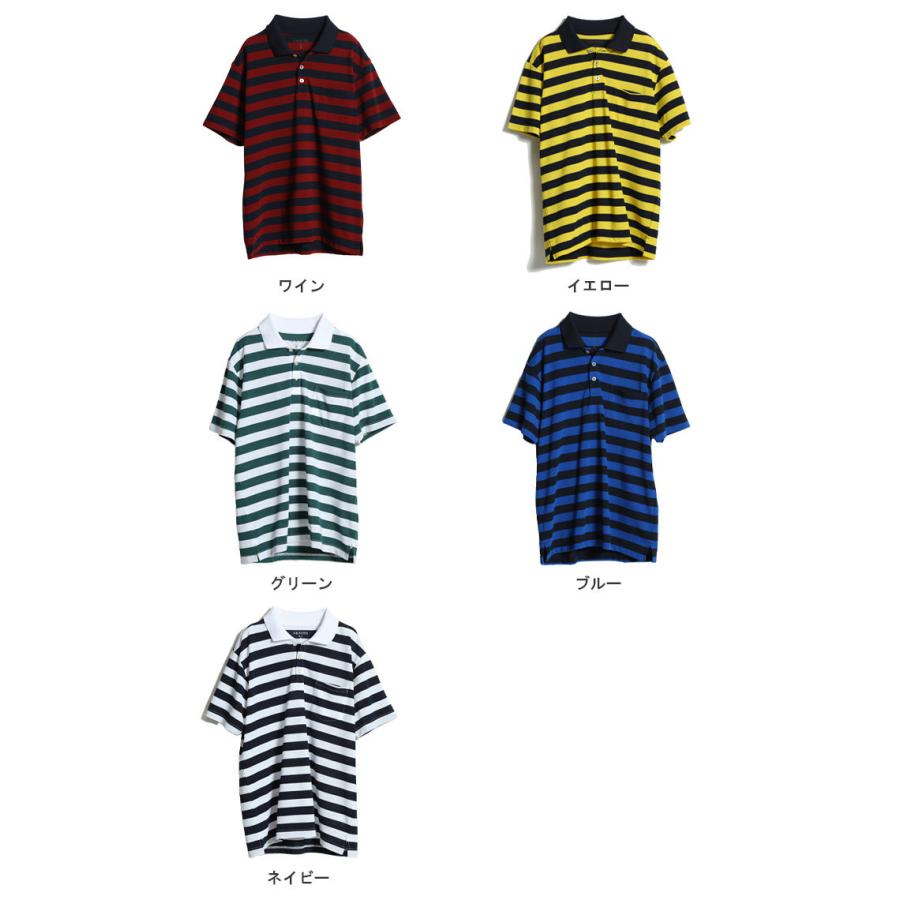 ポロシャツ メンズ DRY 鹿の子 ボーダー 半袖 男性 トップス シャツ