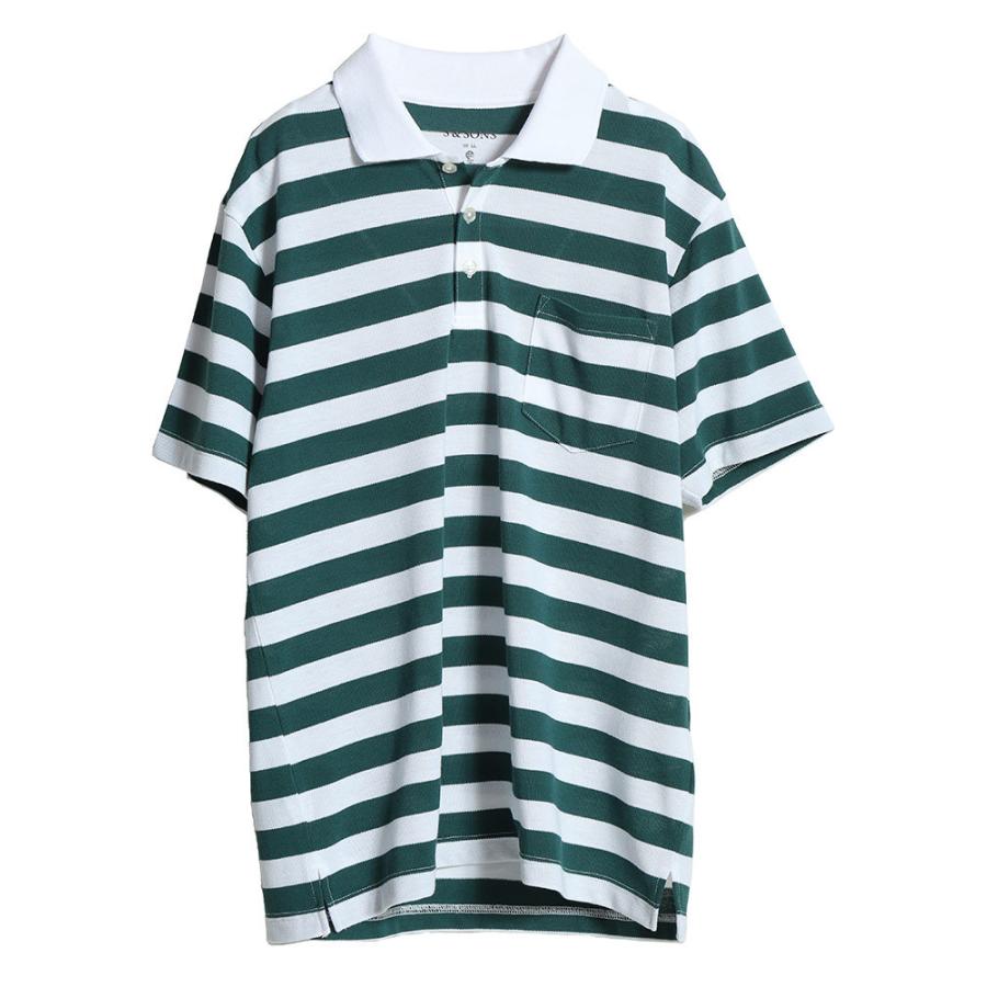 ポロシャツ メンズ DRY 鹿の子 ボーダー 半袖 男性 トップス シャツ