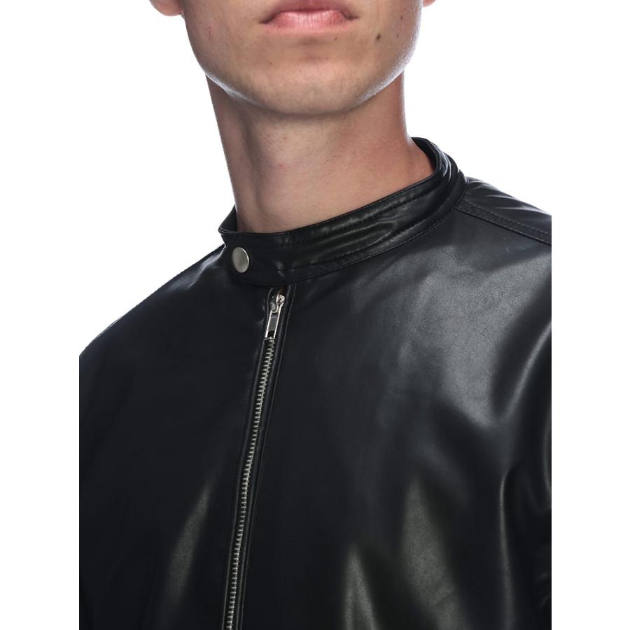 S＆SONS (エスアンドサンズ) 合成皮革 シングル ライダース ジャケット