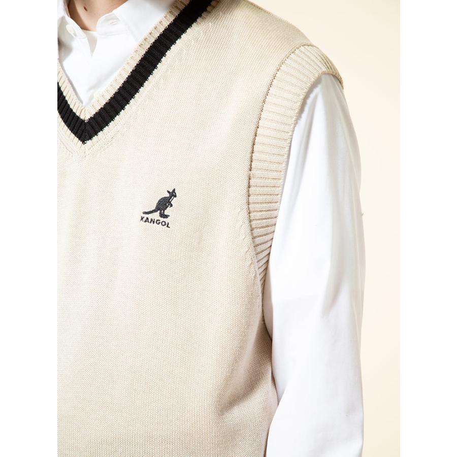 KANGOL（カンゴール） カンゴールニット ベスト ワンポイント ライン V