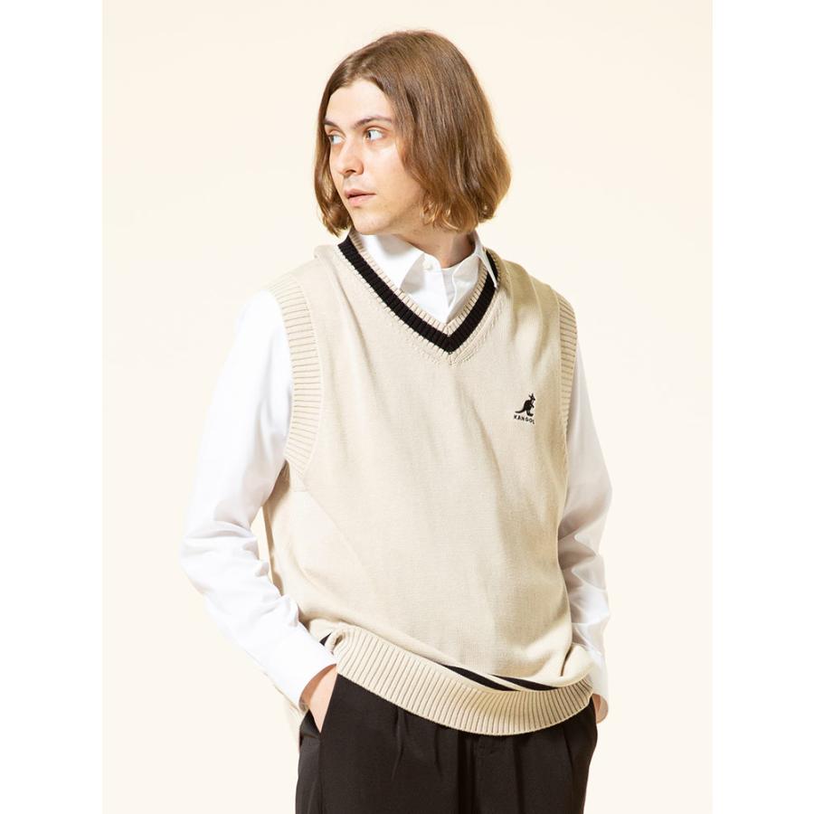 KANGOL（カンゴール） カンゴールニット ベスト ワンポイント ライン V