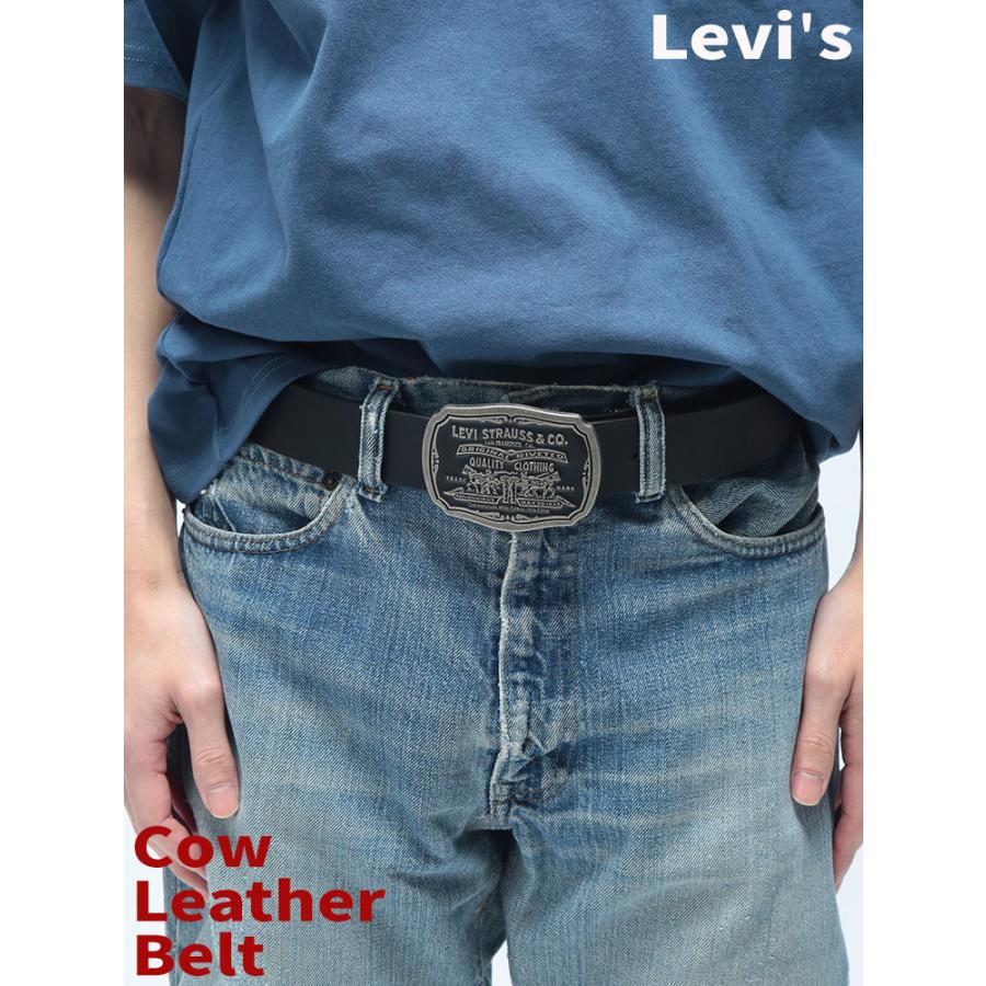 Levi's（リーバイス） ツーホースデザイン バックル レザーベルト 本革