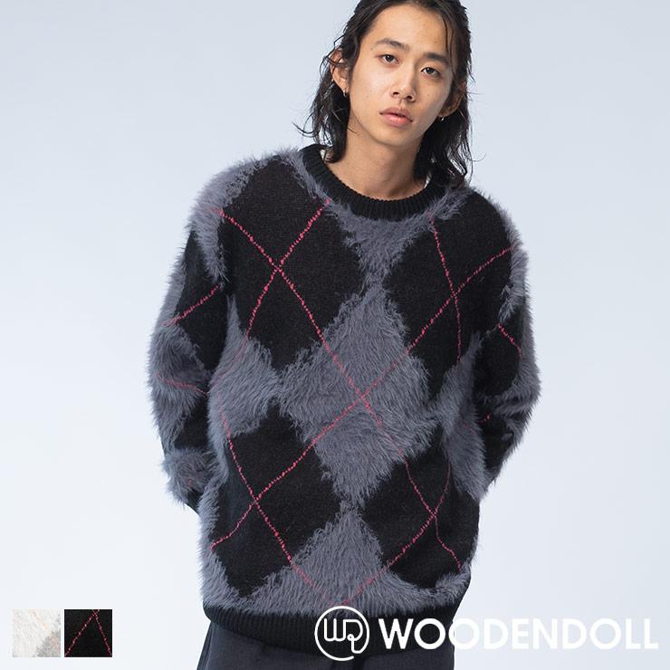 WOODENDOLL アーガイル柄 シャギーニット セーター メンズ 韓国