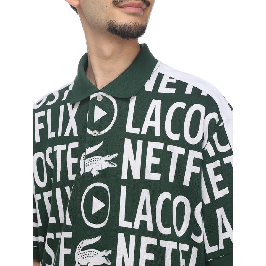 LACOSTE ラコステ ポロシャツ NETFLIX コラボ 総柄プリント 半袖 LACOSTE ラコステ ポロシャツ NETFLIX コラボ 総柄プリント 半袖
