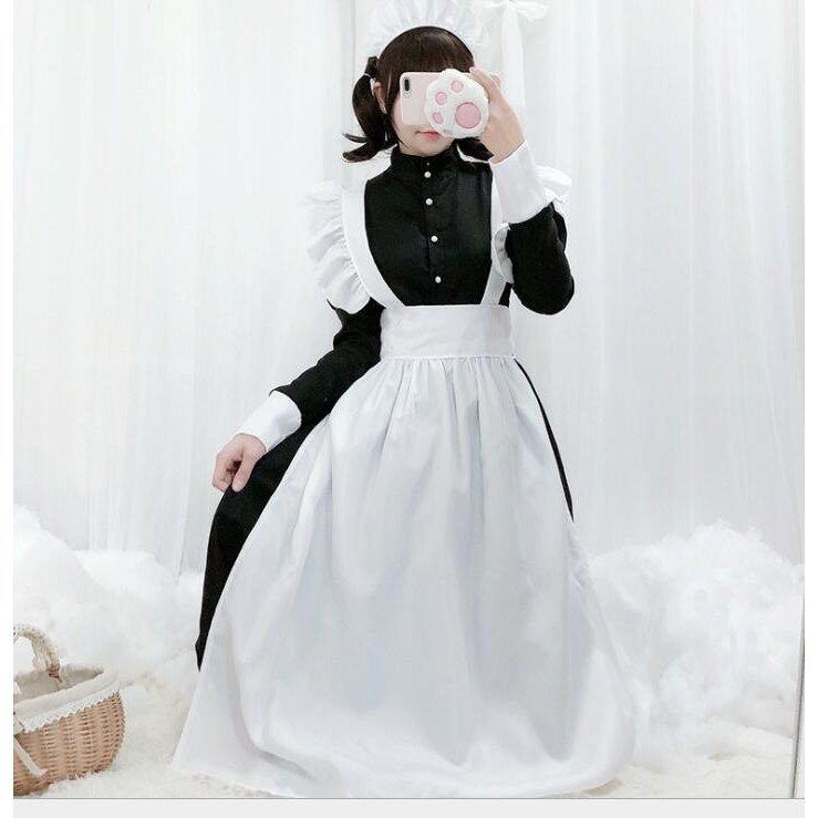 ロング丈メイド服 ワンピース　レディース 仮装 コスチューム ハロウィン 文化祭 イベント 制服 レディース メイド 衣装 ゴスロリ｜hzxyahu2020｜05