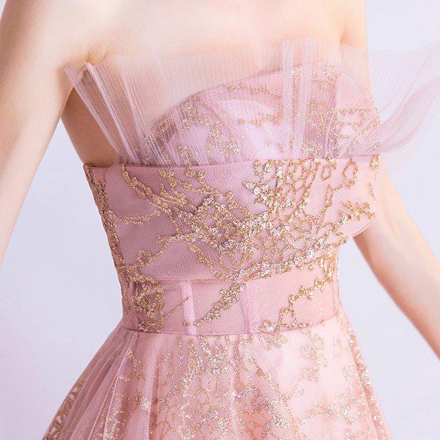 最安 ピンク キラキラ イブニングドレス スパンコール ロングドレス 