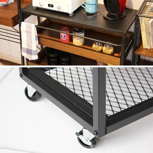 ワゴンラック おしゃれ 幅85 奥行37 高さ90 Cm 4段 作業台 キッチンワゴン 収納 引出し タオルバー 移動式 キャスター 付き ワーク スペース ブラック スチール Anw 2838br インテリアのイーマイルーム 通販 Yahoo ショッピング