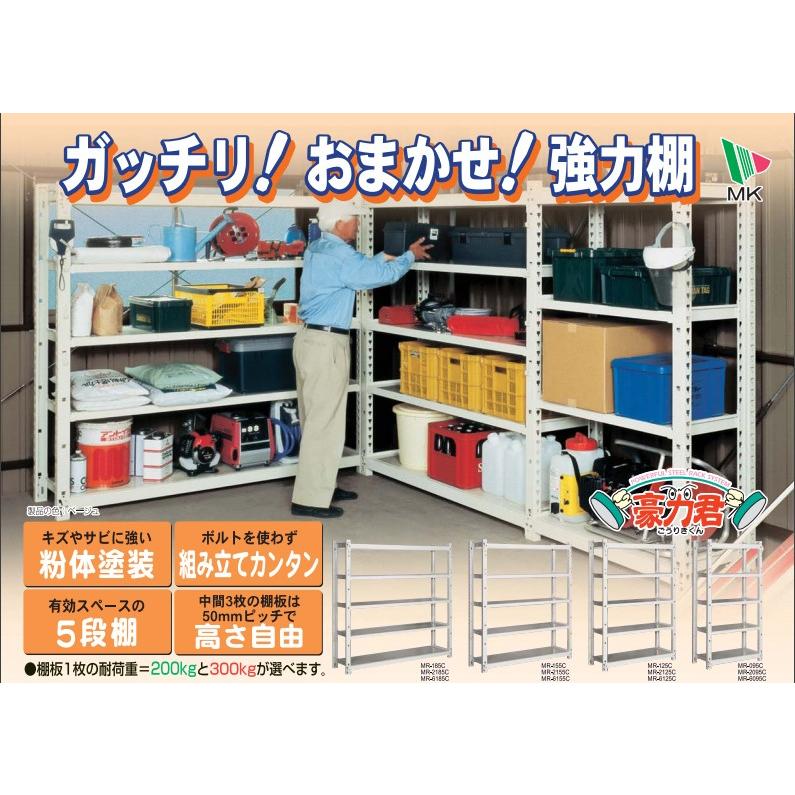 農具 農機具 工具 収納 ラック 強力棚 耐荷重 200kg 頑丈 丈夫 5段 棚 スチール 豪力君 ガレージ 倉庫 整理棚 約 幅157