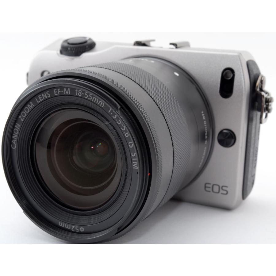 キヤノン ミラーレス CANON EOS M レンズキット シルバー 新品SDカード ＆ 予備バッテリー付き 届いてすぐに使える コンパクト かわいい 動画撮影 美品 長期保証
