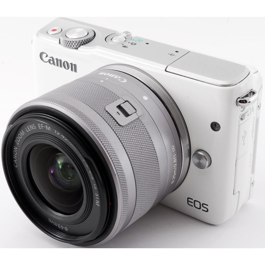 【動作確認済】Canon EOS M10 ホワイト SDカード付 EOS M キヤノン ミラーレス一眼 CANON M10 レンズキット ホワイト 中古